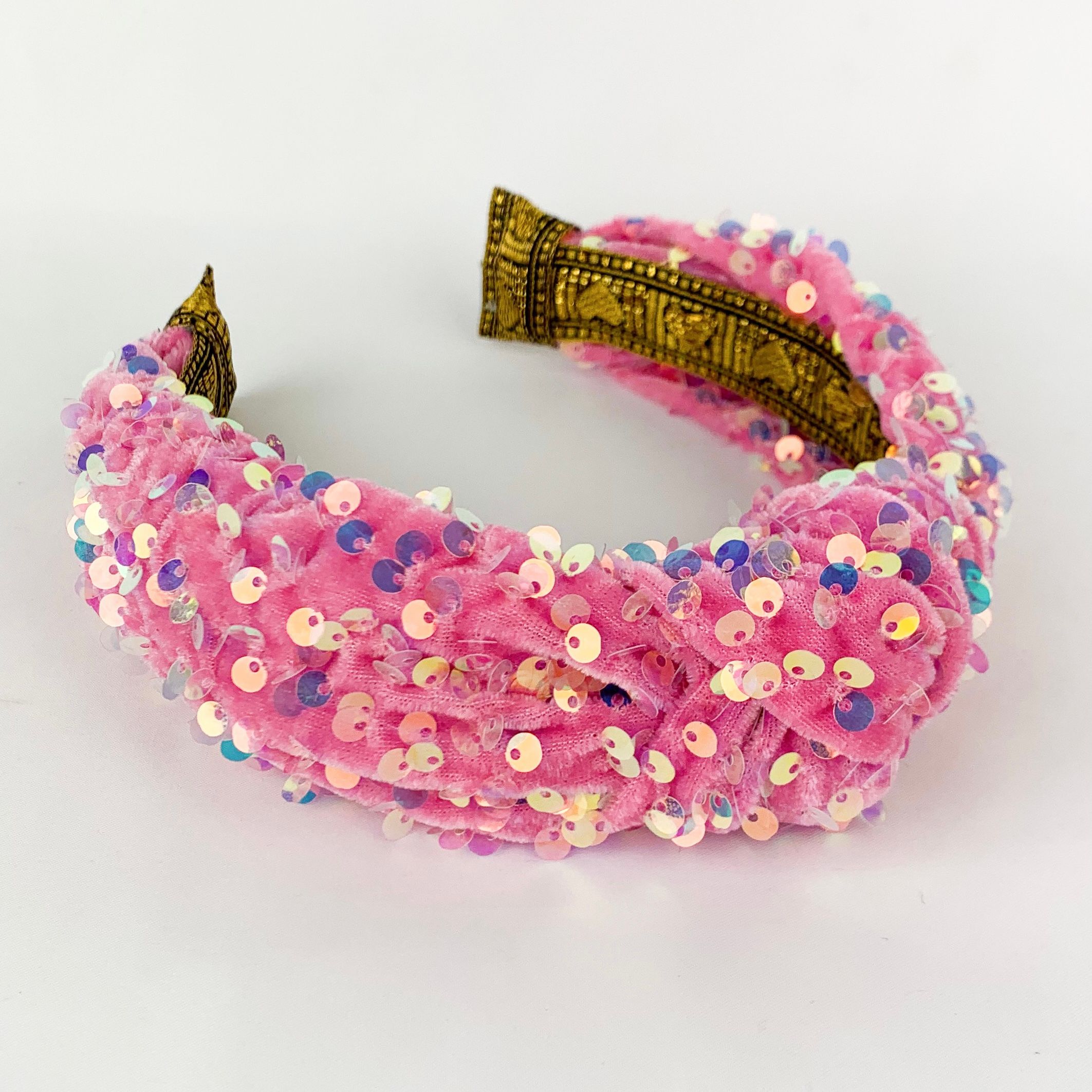Lila Pink Sequin Turban Headband
